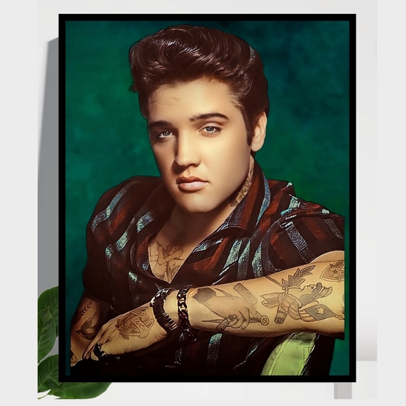 Elvis Presley Tattood Art Print Framed Premium quality poster 11x8.5 - Picture 1 of 1